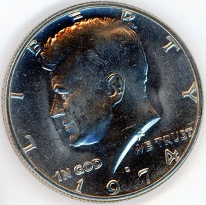 1974-D KENNEDY HALF DOLLAR 1-COIN BRILLIANT UNCIRCULATED from BANK ROLL - Picture 1 of 2