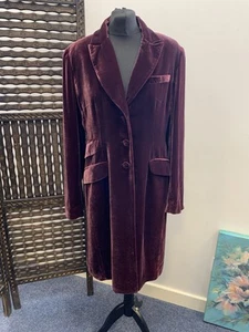 Hobbs Burgundy Velvet Coat Jacket Goth Vampire Opera Wedding Silk Blend Size 14 - Picture 1 of 14