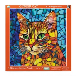 SUNSOUT INC - Stained Glass Ginger Cat - 500 pc Jigsaw Puzzle by Art (US IMPORT) - Bild 1 von 5