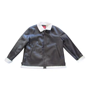 Guess Men's Brown Faux-Leather Bomber Style Jacket Coat Size XXL Faux Fur Lined - Picture 1 of 6