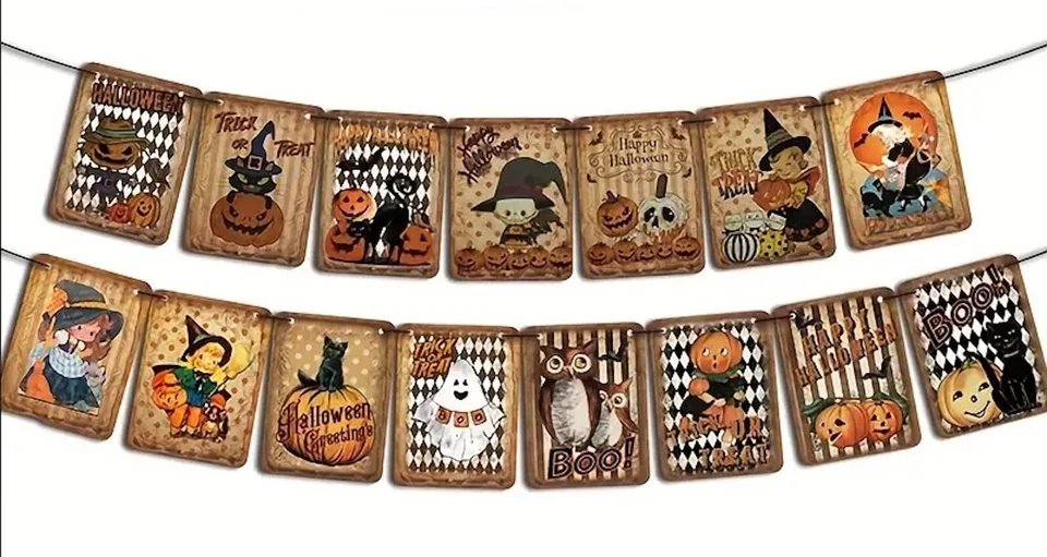 Victorian Trading Halloween Bunting Hanging Banner 41C - Image 1 of 1