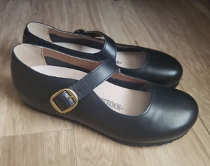 Birkenstock Tracy Leather Ballet Flat Slip-on Shoes Buckled Black US 8 EU 39 New - Picture 1 of 20