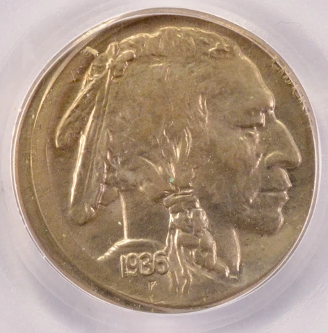 1936-S 5c Buffalo Nickel Struck 5% Off-Center PCGS MS62 Cover