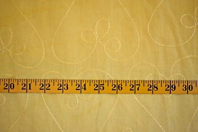 EMBROIDERED STITCHING ON  YELLOW  COTTON BLEND FABRIC  48x42  INCHES - Image 1 of 2