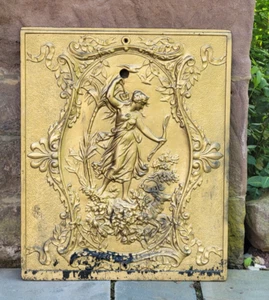 c1900 Cast Iron 24" Fireplace Cover Stove Plate Huntress Diana Antique Victorian - Bild 1 von 10