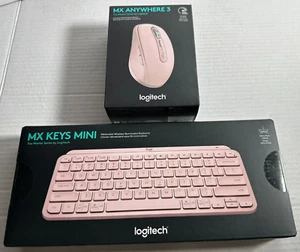Set 2 Logitech MX Keys Mini & MX Anywhere 3 Pink Keyboard & Mouse Combo *SEALED* - Picture 1 of 8