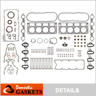 Fits 99-01 Chevrolet Suburban Tahoe GMC Sierra 4.8 5.3 OHV Full Gasket Set Bolts - Image 1 of 4