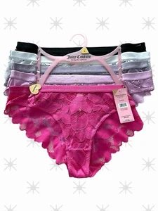 JUICY COUTURE 5 Pack Lace Floral Panties Cheeky Pink Purple White Black Lg NWT - Picture 1 of 2