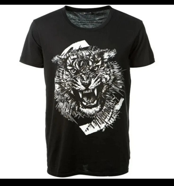 Camiseta Balmain Tiger Estampada Algodón Negro Talla S Foto 1 de 4