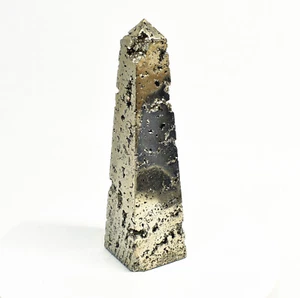 6.81" Polished PYRITE OBELISK TOWER Huanzala mine, Peru T400 - Picture 1 of 10