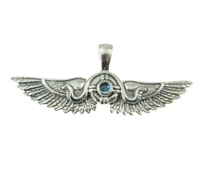 Handcrafted Solid 925 Sterling Silver Egyptian Wings Pendant w/ Choice Gemstone - Picture 1 of 10
