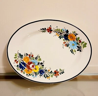Pottery Barn Nova Deruta Италия Цветочное Керамическое Овальное Сервировочное Блюдо НОВОЕ - Изображение 1 из 4