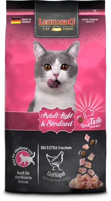 LEONARDO Adult Light & Sterilised Katzenfutter Trocken Futter Geflügel 1,8kg  - Bild 1 von 3