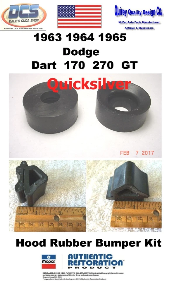 1963 1964 1965 Dodge Dart 170 270 GT капот бампер набор 2276917 новый MoPar США - Изображение 1 из 2