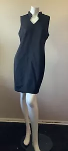 Calvin Klein Black V Neck Sleeveless Zipped Sheath Dress Sz 12P - Picture 1 of 3