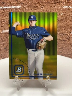 2022 Bowman Heritage Chrome Prospects Yellow #BHPC80 Cooper Kinney ROOKIE 74/75 - Image 1 of 2