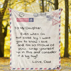Letters to Daughter Son Flannel Bedspread Throw Blanket Christmas Birthday Gift - Picture 1 of 24