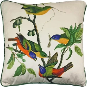 Cojín de pinzón pintado John James Audubon - 40 x 40 cm terciopelo cepillado suave con tubería - Imagen 1 de 2