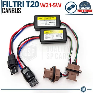 2 Filtri RESISTENZE CANbus T20 W21/5W per Lampadine Led SPEGNI SPIA ERRORE 28W - Foto 1 di 8