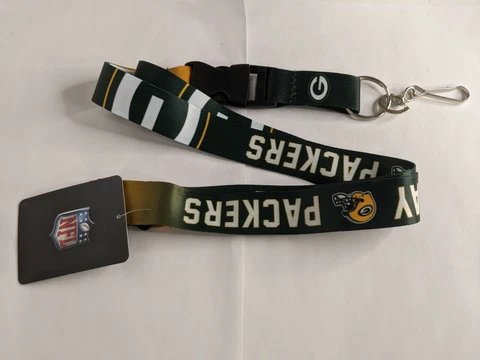 Green Bay Packers Lanyard with Detachable Buckle Clip Keychain NFL Genuine Cover
