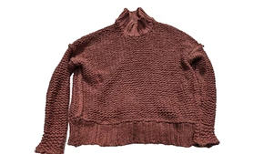 FREE PEOPLE My Only Sunshine Mock Neck Sweater Maroon XS - Picture 1 of 3
