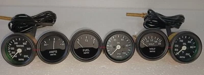 Smiths-52mm-Kit-Temp-Oil-Fuel-Oil Temp +Volt +Amp Gauges Black Bezel - Image 1 of 3