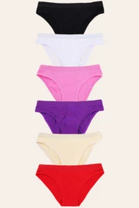ScarvesMe 6er Pack Damen verschiedene nahtlose einfarbige Glitzerbesatz Bikini Höschen - Bild 1 von 10