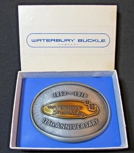 Vintage Waterbury 125th Anniversary Belt Buckle Oval NEW IN BOX! - Picture 1 of 6