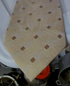 Hermes Paris Men's 100% Silk Ties Beige Cream with Brown Stripes slashes - Picture 1 of 7