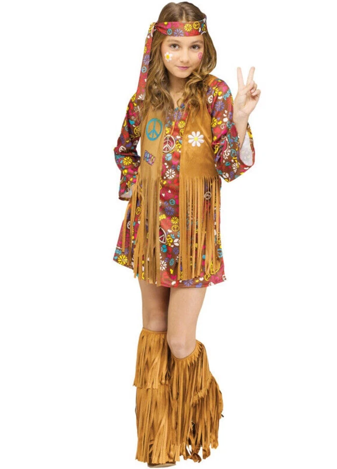 Peace and Love Hippie Child Costume Groove 60's  Large New  - Image 1 of 4