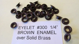 50 pcs # 300 1/4" BROWN ENAMELED EYELET SOLID BRASS USA Finish on Brass LEATHER - Picture 1 of 6
