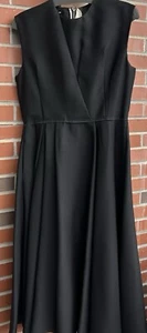 Rochas Womens Black Sleeveless Maxi Dress Pleated Black Wool Sz 44 Italy - Picture 1 of 8