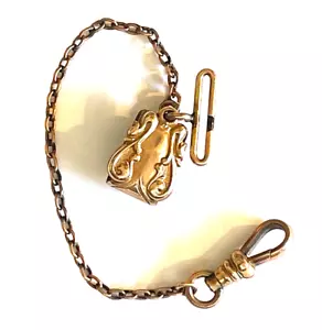 Antique 1900's Bright Yellow Gold Pocket Watch Chain Fob 6.3/4" gold plate. - Picture 1 of 7