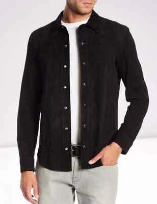 Elegant New Men's Suede Shirt 100% Soft Lambskin Slim Fit Casual Outwear Shirt - Image 1 of 4