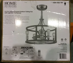 Home Decorators Boswell Indoor/Outdoor 21.5"Brushed Nickel Dual Mnt Ceiling Fan - Picture 1 of 2