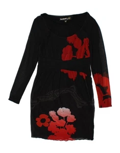 DESIGUAL Womens Long Sleeve Sheath Dress UK 18 XL Black Floral Viscose BQ11 - Picture 1 of 3