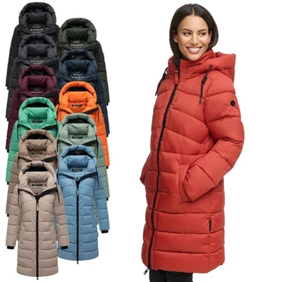 Marikoo Damen Winter Steppmantel Parka Jacke Herbst lang warm gefüttert N075