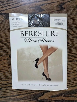 NEW!! Berkshire Ultra Sheer Size 5x/6x Fantasy Black Made USA control Top Nylons - Image 1 of 4