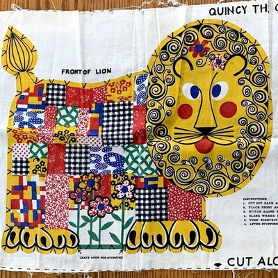 Panel de tela vintage Quincy el león acolchado corte y costura almohada juguete de peluche * LEER Foto 1 de 4