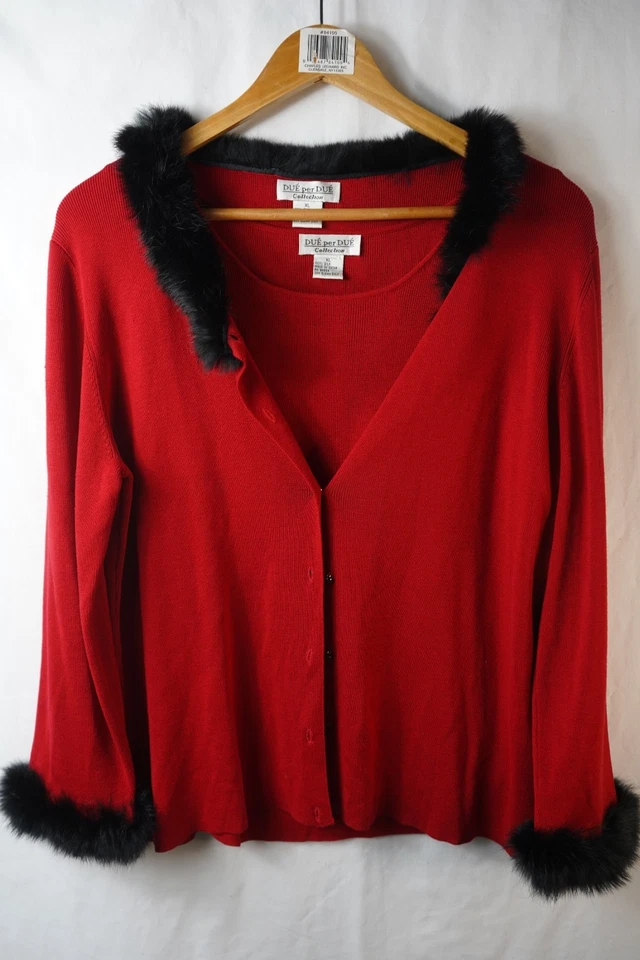 Due Per Due Collection Top Red Sleeveless Stretch Knit Tank Women’s Size XL - Image 1 of 4