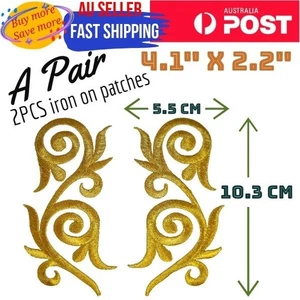 A Pair of Baroque Flower Iron on Patch Flora Vine Vintage 10.3×5.5×0.1cm(1g) - Picture 1 of 3