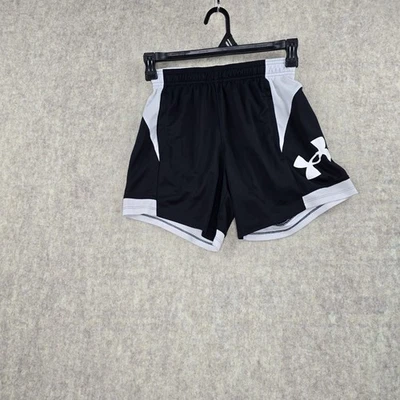 Under Armour Youth XS Loose Fit Athletic Shorts Black & White Mesh Polyester - Image 1 of 4