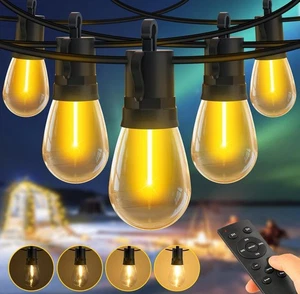 Outdoor Festoon Lights Mains Powered: 100ft 30m 30+2 S14 LED Bulbs Garden Strin - Picture 1 of 8