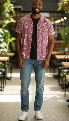 Brioni Shirt Men’s XL Saks Mod Floral Aloha Beach Hawaiian Italy Red - Image 1 of 4