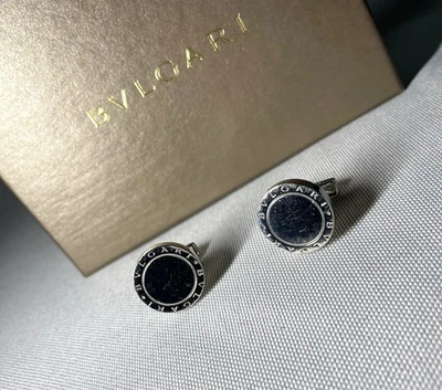 Autentici rari gemelli in argento sterling ovale con logo BVLGARI B-ZERO... - Immagine 1 di 4