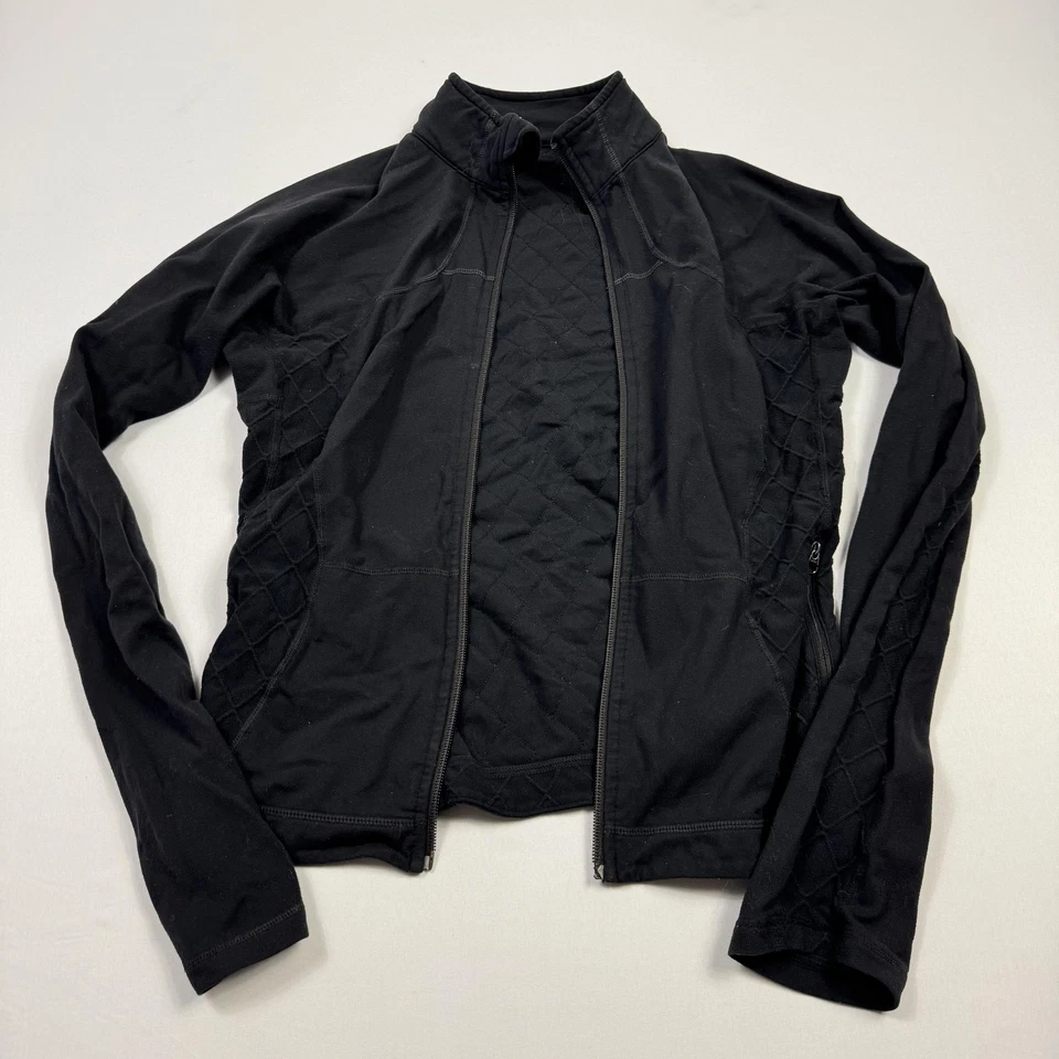 Chaqueta Lululemon Mujer Mediana Negra Acolchada Cremallera Completa Atlética Simulada Bolsillos en el Cuello Foto 1 de 4