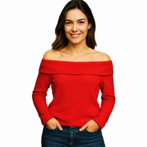 LOFT roter schulterfreier leichter Pullover Pulli weicher Strick schick kuschelig - Bild 1 von 6