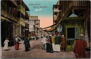 Postal vintage de 1910 PORT-SAID, EGIPTO "Barrios nativos" escena callejera / sin usar - Imagen 1 de 2