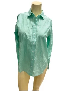 Everlane Women’s Striped Green/White  Buttons Up Shirt NWT-4 - Picture 1 of 8