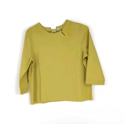 Top túnica Chartreuse mezcla lino cuello único manga 3/4 bolsillos talla L Foto 1 de 4